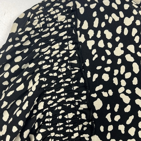 Umgee Womens Tunic/Mini 1XL Black Cream Animal Print Balloon Sleeves Hi-Lo EUC - Picture 10 of 14
